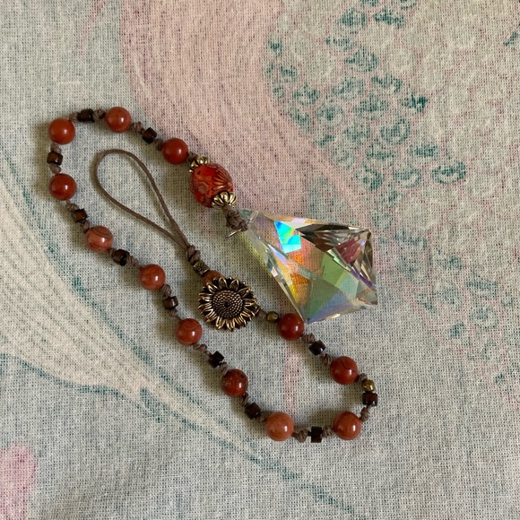 Bohemian Beaded Suncatcher with Sunflower Charm - Picture 7 of 13